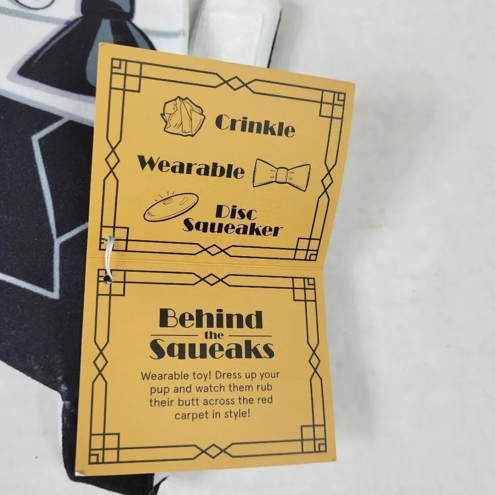 Behind The Squeaks‎ Wearable Crinkle Disk Squeaker Tuxedo Toy